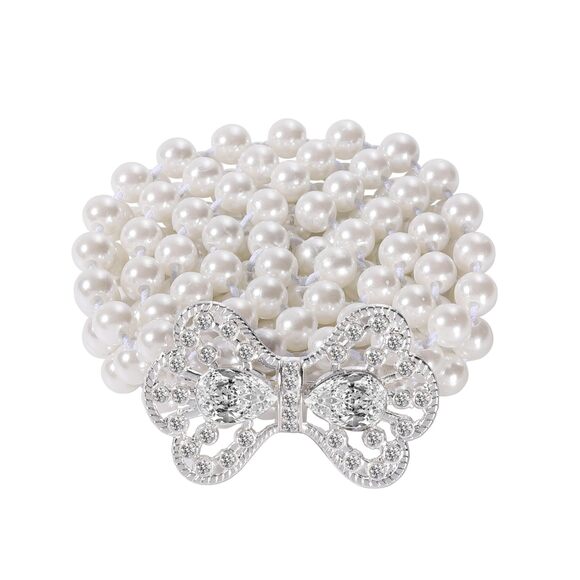 Women Bridal Pearl Belt White Beaded Crystal Rhinestone Retro Waist Belt 4912 - Picture 2 of 8
